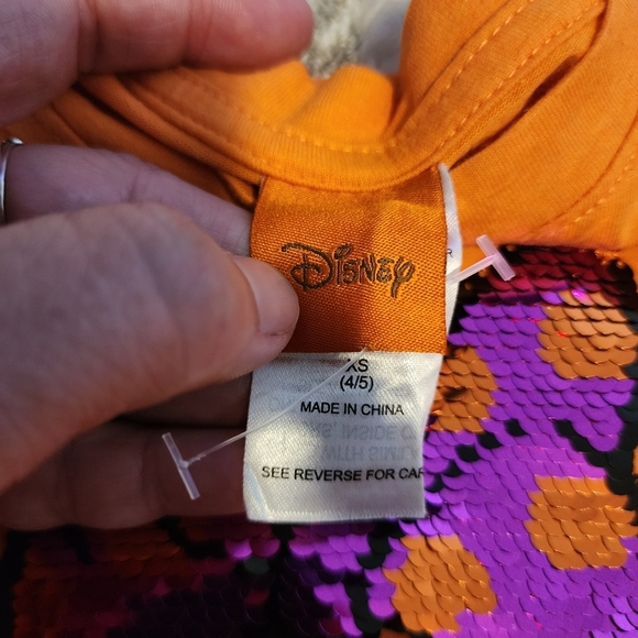 Disney Halloween Orange Long Sleeve Tee T-Shirt Minnie Mouse Sequin Bow Girls XS - Picture 5 of 8